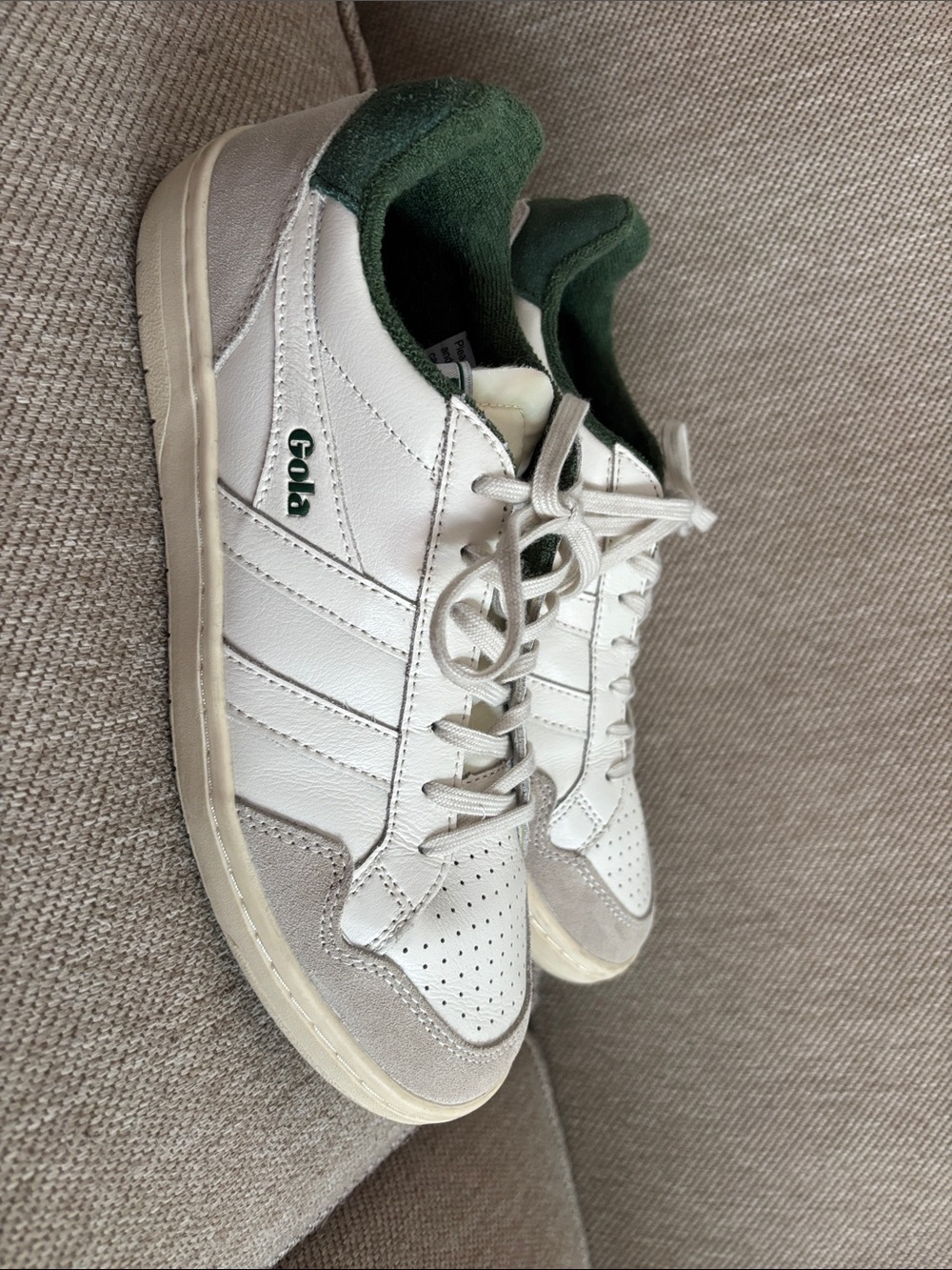 Gola Men's White Leather Sneakers with Green Lining size 40